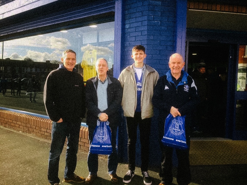 George and his family on an Everton match day
